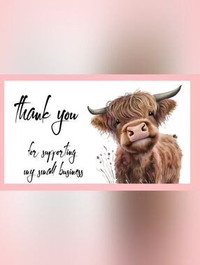 Highland Cow Thank You Cards 50 Qty